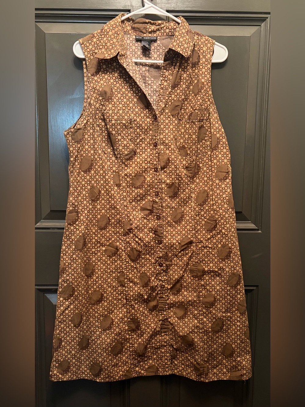 Mlle Gabrielle - Sleeveless Brown Printed Shirt Dress